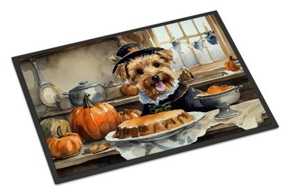 NEW Lakeland Terrier Fall Kitchen Pumpkins Doormat Front Door Mat Indoor Outdoor Rugs for Entryway, Non Slip Washable Low Pile, 18H X 27W